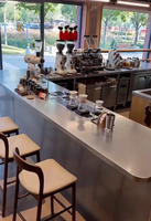Comptoir de Bar Multifonctionnel en Acier Inoxydable Personnalisé avec Unité de Réfrigération, Portes Coulissantes et Dégivrage Automatique pour Café et Cocktails