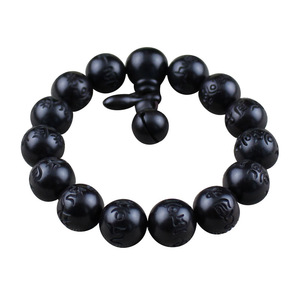 Pulsera de Madera Tallada con Cuentas Redondas de 15mm, Mantra de Seis Caracteres, Unisex, Joyería Budista, Rosario - Product Image 5