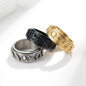 Anillos de Hombre Chapados en Oro de 14k y 18k, Duraderos y de Estilo Vintage, Anillo Giratorio con Símbolo Egipcio Antiguo, Anillo de Acero Inoxidable para Hombre - Product Image 2
