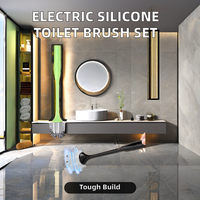 Mini brosse de toilette électrique en Silicone sans fil ensemble raclette Design bol porte-brosse Kit de nettoyage de salle de bain