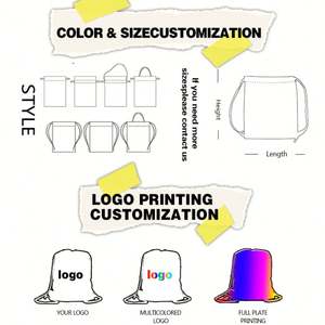 Personalizar Logo Tamaño Color Venta al por mayor Reutilizado Impermeable No tejido Shopper Tote Cordón Packbag - Product Image 4