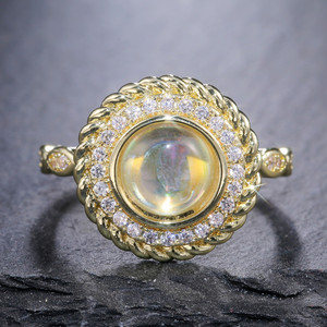 Anello Delicato con Pietra di Luna per Donne, Ispirazione Vintage, Micro Pavé, Elegante Gioiello da Dito alla Moda - Product Image 3