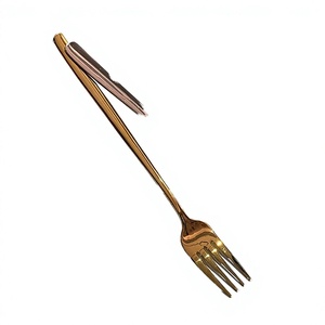 Fourchette en acier inoxydable 304 à long manche, style américain, finition miroir, pour service de table (ramen, salade, fruits, steak) - Product Image 3