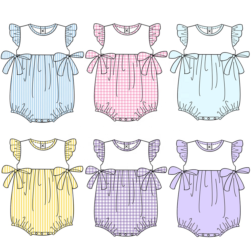 Новый дизайн, летние детские комбинезоны с рукавами-фонариками, одежда для девочек, хлопковый комбинезон для маленьких девочек с монограммой и бантом