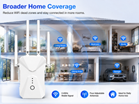 Répéteur WiFi 300 Mbps à Moule Privée, Extension de Portée 2,4 GHz, Amplificateur de Signal Sans Fil, 4 Antennes, WPS, AP, LAN, Usine