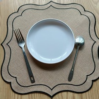 En gros, Napperon, sous-verre et tapis isolant pour théière en composite de lin double couche, personnalisable, brodé, moderne et minimaliste