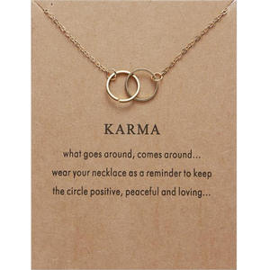Nuova Collana Corta con Ciondolo a Doppio Cerchio Karma in Lega Color Oro - Product Image 5