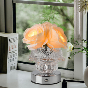 Romantic Rose-Shaped <b>Table</b> Lamp for Bedroom Girly European Design with Ambient Light DC Battery Power Supply - Product Image 5