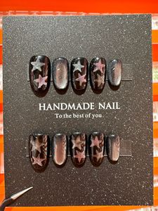 Prensa acrílica de moda al por mayor de fábrica en las <span class=keywords><strong>uñas</strong></span> Prensa ostentosa de lujo hecha a mano en las <span class=keywords><strong>uñas</strong></span> Manicura negra en 10 piezas <span class=keywords><strong>Uñas</strong></span> artificiales - Product Image 2