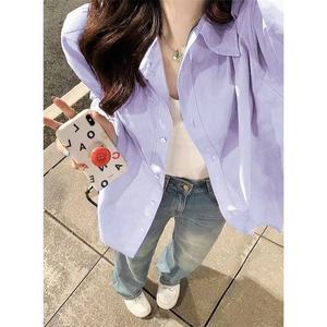 プラスサイズの女性用サマーブルーシャツ女性用赤身百本重ね着シャツの中にベース長袖ブラウス - Product Image 6