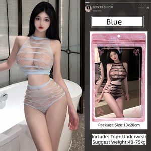 Conjunto de lencería sexy de malla transparente con aberturas para mujer 2026, body de dos piezas con diseño de red - Product Image 2