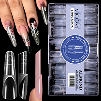 Boîte de 150 moules à ongles transparents en amande, double usage, sans papier, pour extension, OEM/ODM, pour salon de manucure UV Gel
