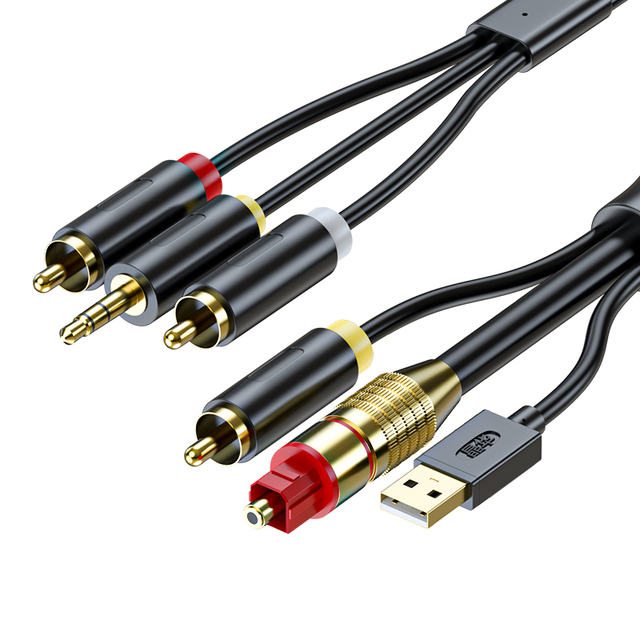 TV Digital Optical Fiber Audio Interface Is Converted Into 2RCA Audio Connection Power Amplifier or 3.5mm Speaker