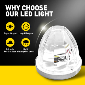 ไฟ LED แสดงสถานะ 2 ชิ้น 12V 24V รูปทรงแตงโม สีขาว กระพริบ สำหรับรถบรรทุก รถพ่วง ไฟเลี้ยวข้างทรงกลม - Product Image 3