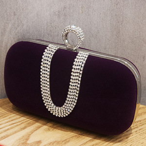 2024 élégant sac de soirée en velours avec strass décor femme cartable pochette pour mariage bal dîners sacs à main - Product Image 6