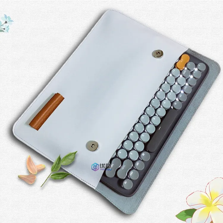 Manchon de clavier en cuir de conception simple avec porte-stylo étui de clavier sac de rangement pour clavier