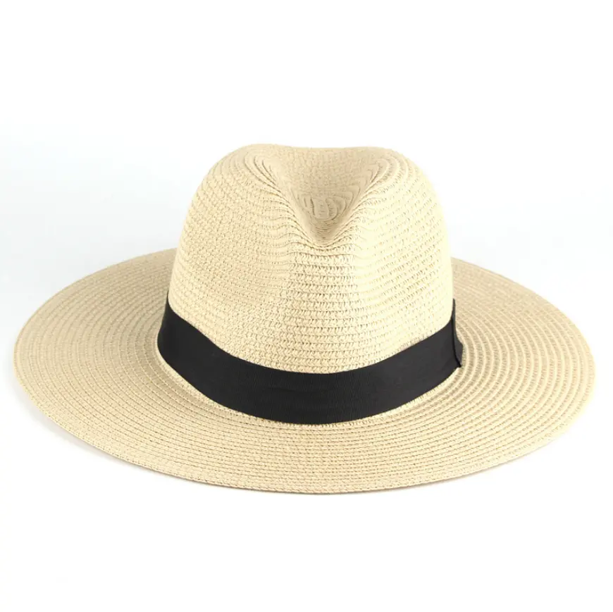 Cheap Summer Panama Straw Hat Customized Logo Men's and Women's Outdoor Fishing Sun Hat