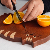 Planche à découper en bois massif Design chaton moderne Assiette décorative pour fruits, thé, snack, pain japonais