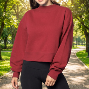 OEM Services Available Custom Blank Sweatshirts French Terry Oversized Pullover Women Loose Fit Streetwear <b>Mock</b> Neck - Product Image 3