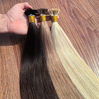 HAOHAO HAIR Extensions de cheveux humains brésiliens Remy I-Tip, pointes à tirage simple, double trame machine, 12-32 pouces, poids personnalisable, toutes longueurs