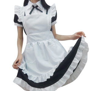 Tablier de demoiselle d'honneur de style japonais, noir et blanc, en coton, pour usage quotidien, costume de cosplay pour femme, lavable en machine - Product Image 5