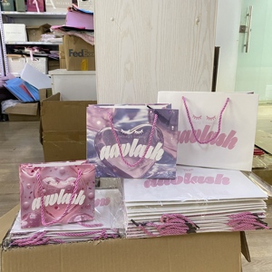 Borsa Regalo di Lusso in Carta Goffrata con Logo Personalizzato, per Shopping e Abbigliamento, con Manico in Nastro Resistente - Product Image 1