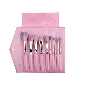 Set <span class=keywords><strong>de</strong></span> 10 Brochas <span class=keywords><strong>de</strong></span> <span class=keywords><strong>Maquillaje</strong></span> Profesionales Rosadas con Pelo Sintético Suave, Brochas <span class=keywords><strong>para</strong></span> Corrector Facial, Estuche <span class=keywords><strong>de</strong></span> Viaje, Etiqueta Privada, Bolsa Personalizada - Product Image 1