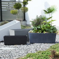 Jardinières rectangulaires en ciment, bacs à fleurs, pots à plantes, avec plusieurs trous de drainage pour cour et jardin extérieurs