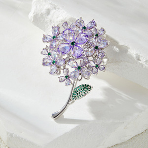 Purple Hydrangea Brooch With Zirconium Inlay Claw Setting For Women Party Fashion Jewelry - Product Image 4
