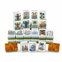 Ensemble de Mahjong de Luxe Moderne Esthétique « Grand-mère de la Côte » pour 4 Joueurs, Tuiles de Mahjong Américaines en Acrylique de 36 mm pour Maison de Plage