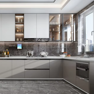 Venta al por mayor gabinetes de cocina modernos personalizados gabinetes de cocina modulares de madera montados en la pared para Villa buen precio - Product Image 1