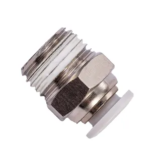 Conector pneumático de plástico para PC série 1/4 '' de latão macho reto com um toque