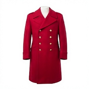 Nouveau Manteau d'Hiver Imperméable en Tissu 100% Laine Rouge pour Hommes, Idéal pour la Reconstitutions Historiques Coloniales et Révolutionnaires - Product Image 1