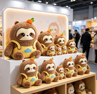 Peluche paresseux personnalisée, adorable personnage de dessin animé en salopette, poupée en peluche pour cadeaux d'enfants, vente en gros