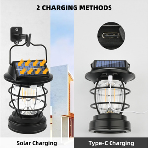 Lampe solaire LED étanche pour jardin, route, bureau et extérieur, lanterne de camping avec indice de protection IP55, 3500K blanc chaud, 4V - Product Image 3