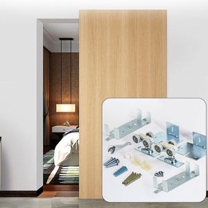 Kit de quincaillerie de poche coulissante pour placard de chambre à coucher moderne Cadre de poche intérieur en laiton pour cuisine salon en bois - Product Image 1