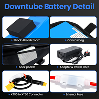 Stock UE Batterie triangulaire longue portée 48V 52V 45Ah avec cellules 21700 M50L et chargeur rapide 4A pour vélo électrique jusqu'à 2000W