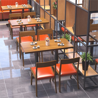 Prix Direct Usine Luxe Restaurant Bois Tables et Chaises Banquette Demi-Circulaire Orange Ensemble de Restaurant pour Restauration Rapide