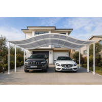 Abri de voiture moderne à double couche en aluminium avec protection UV pour jardin extérieur, stationnement pour 2 voitures