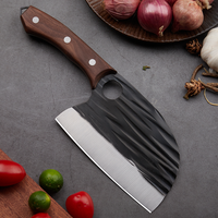 Couteau à viande professionnel de 6 pouces, couteau de boucher, lame martelée avec manche en bois de rose pleine longueur