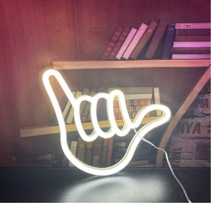 Lampu Neon LED Bentuk Tangan Jari Gantung, Lampu Malam Bertenaga Baterai USB, untuk Dekorasi Dinding Kamar Anak, Pesta, dan Permainan - Product Image 4