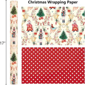 Christmas Wrapping Paper Reversible Nutcracker Design 17 In X 32.8 Ft Gift <b>Wrap</b> For Holiday Crafting - Product Image 5
