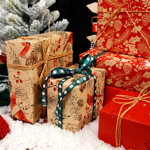 Wholesale 80g Christmas Brown Kraft <b>Paper</b> <b>Tissue</b> 43*300cm Gift Luxury Custom Packaging <b>Wrapping</b> <b>Paper</b> Roll - Product Image 4