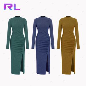 Produttori di abbigliamento donna fabbrica Maxi maglione lungo <span class=keywords><strong>maglia</strong></span> grigia <span class=keywords><strong>abito</strong></span> donna donna Vintage donne abiti eleganti - Product Image 5