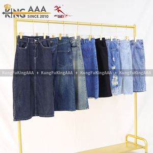 Б/у джинсовая юбка KungFuKingAAA, летняя, женская, из смесового полиэстера/хлопка, разных размеров, в тюках - Product Image 4