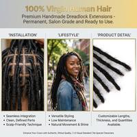 Extensiones de Rastas Hechas a Mano, Cabello Indio Remy Natural Negro Permanente, Cero Puntos Seis Centímetros