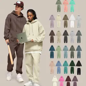 Alta Qualidade Tamanho Americano Hoodie De Lã Conjunto Multi Cores Em Branco Bordado Personalizado Unisex Hoodies E SweatPants