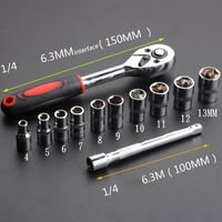 High Carbon Steel Metric 4-13mm Polished Ratchet Socket Wrench Set Ergonomic Rubber Handle Extension Bar Mechanic Tool Kit