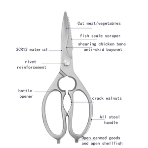 Kéo nhà bếp FocusYJ bằng thép không gỉ, độ dày 8mm, siêu bén, rèn liền khối, đinh tán cố định, đa năng, siêu bền - Product Image 4