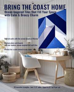 18pcs Felt Wall Tiles Bulletin Board Marine Blue White Panels Modular Decorative Wall Boards for Home Office <strong>Kids</strong> Room - Product Image 2